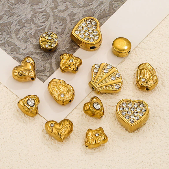 Stainless Steel Love Pattern Hollow Heart Bead Bracelet Jewelry Accessories With Crystal Diamond Zirconium Casting Process