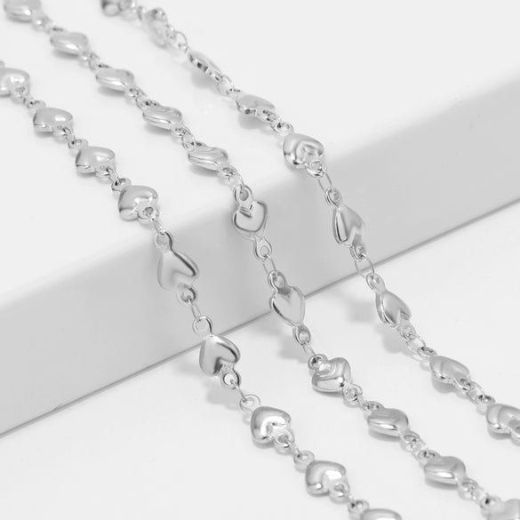 Stainless Steel Love Peach Heart Necklace And Bracelet Electroplated Accessories For Women