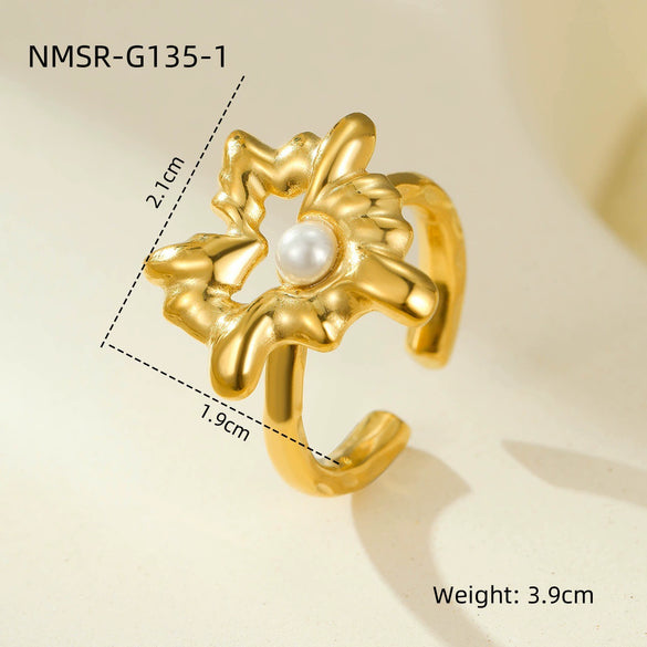 Stainless Steel Love Peach Heart Ring Electroplated Trendy Versatile Jewelry