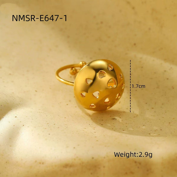 Stainless Steel Love Peach Heart Ring Electroplated Trendy Versatile Jewelry