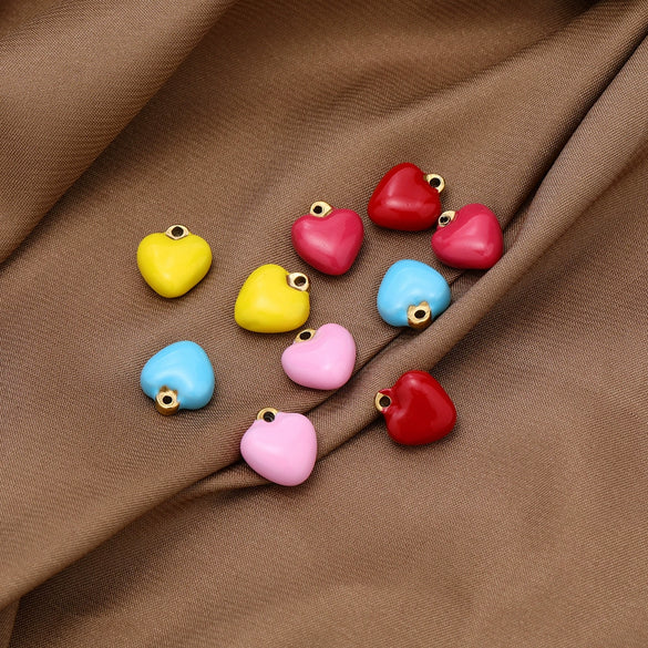 Stainless Steel Love Pendant Macaron Style Geometric Dripping Oil Peach Heart Women's Necklace Pendant