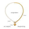 Stainless Steel Love Pendant Pearl Figaro Chain Women's Light Luxury Necklace With Geometric Pattern And Electroplating