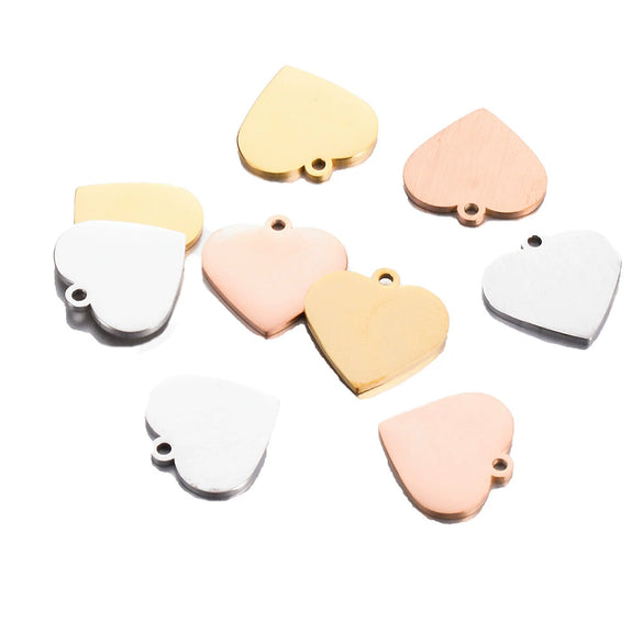 Stainless Steel Love Shape Jewelry Accessories Singlesided Polished Brushed Electroplated Diy Necklace Bracelet Pendant