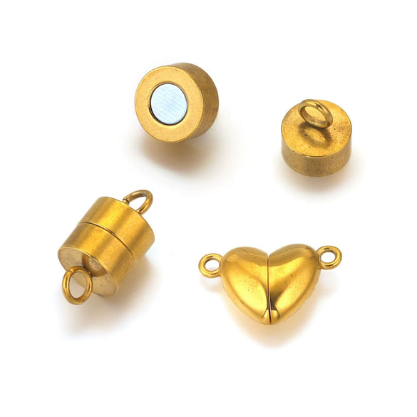 Stainless Steel Love Shape Magnetic Buckle Pendant Leather Bracelet Jewelry Making Accessories With Electroplating