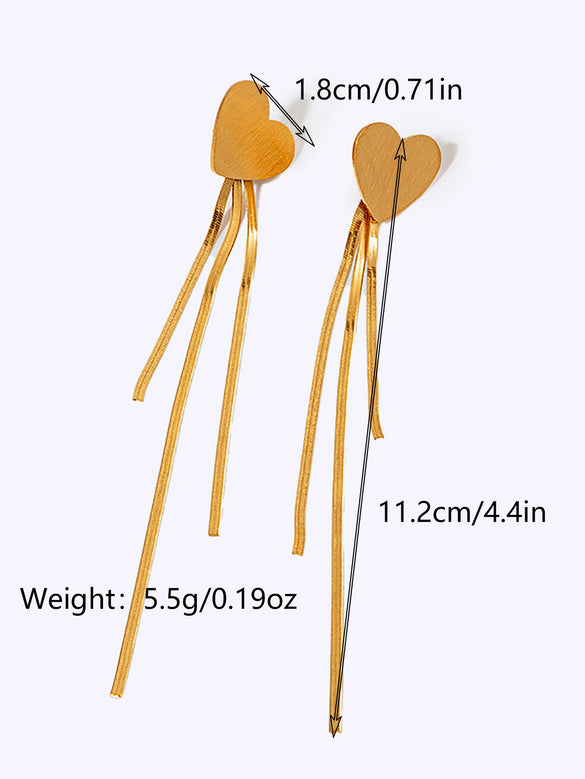 Stainless Steel Love Tassel Earrings Electroplated Medieval Geometric Style Jewelry For Women