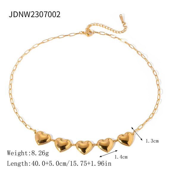 Stainless Steel Love Zircon Electroplated Bracelet And Necklace With Heart Water Drop Bell Patterns For Women