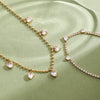 Stainless Steel Love Zircon Electroplated Bracelet And Necklace With Heart Water Drop Bell Patterns For Women