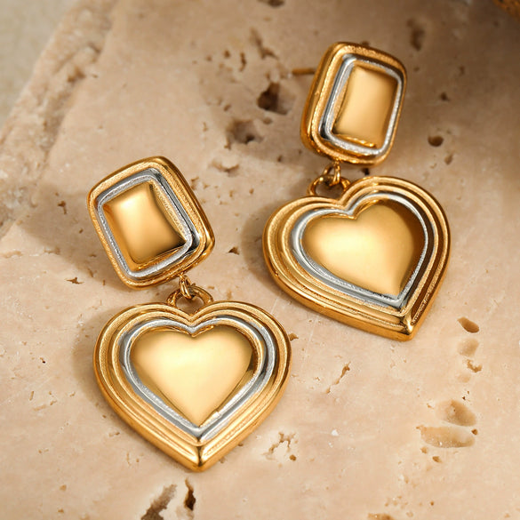 Stainless Steel Loveshaped Electroplated Earrings For Women