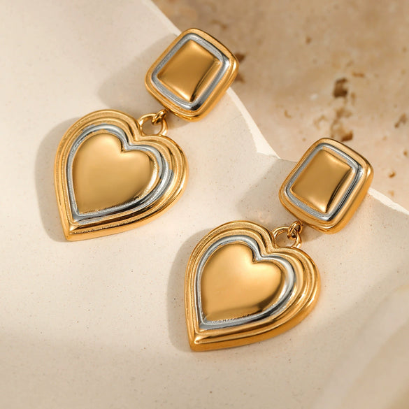 Stainless Steel Loveshaped Electroplated Earrings For Women
