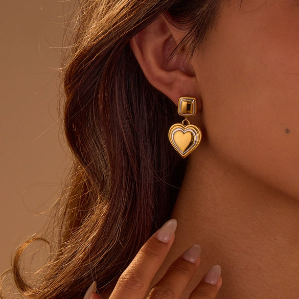 Stainless Steel Loveshaped Electroplated Earrings For Women
