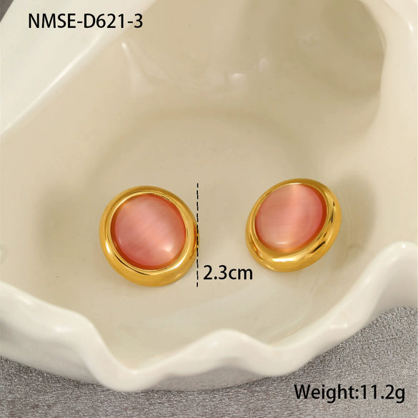 Stainless Steel Loveshaped Geometric Earrings And Open Rings Electroplated Fashion Jewelry For Women