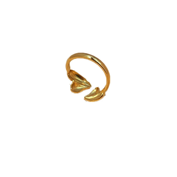 Stainless Steel Loveshaped Goldplated Ring Cold Style Asymmetric Open Ring
