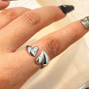 Stainless Steel Loveshaped Goldplated Ring Cold Style Asymmetric Open Ring