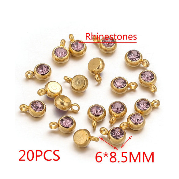 Stainless Steel Lucky Stone Pendant With Dragon Pattern And Gold Electroplating For Diy Jewelry