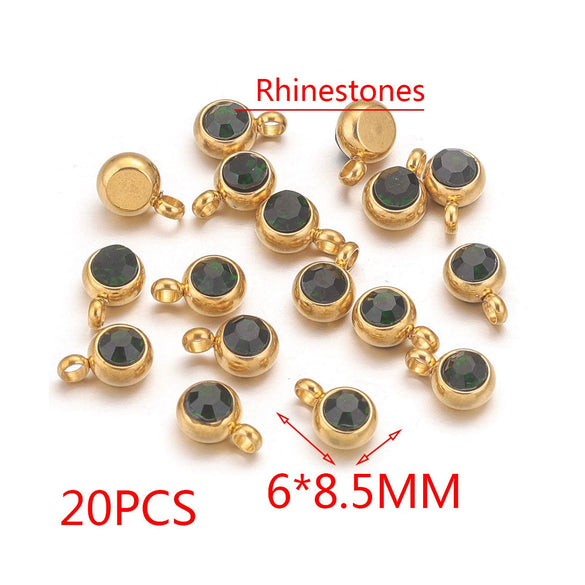 Stainless Steel Lucky Stone Pendant With Dragon Pattern And Gold Electroplating For Diy Jewelry