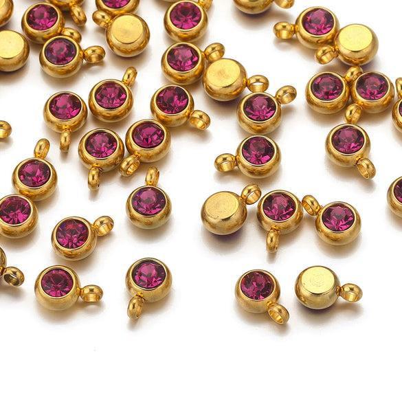 Stainless Steel Lucky Stone Pendant With Dragon Pattern And Gold Electroplating For Diy Jewelry