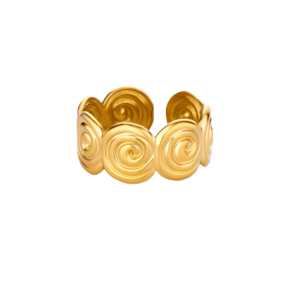 Stainless Steel Luxury Women's Ring With Colorful Enamel Sunflower And Drop Shape Electroplated