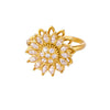 Stainless Steel Luxury Women's Ring With Colorful Enamel Sunflower And Drop Shape Electroplated