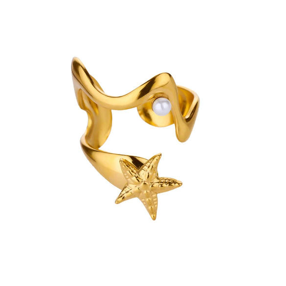 Stainless Steel Luxury Women's Ring With Colorful Enamel Sunflower And Drop Shape Electroplated