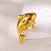 Stainless Steel Luxury Women's Ring With Colorful Enamel Sunflower And Drop Shape Electroplated