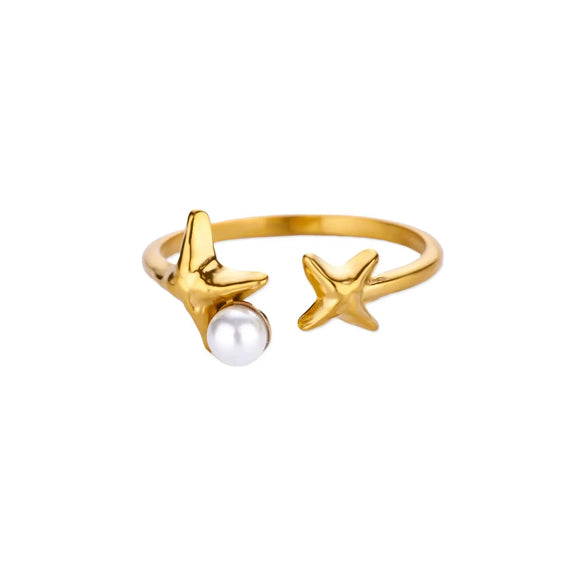 Stainless Steel Luxury Women's Ring With Colorful Enamel Sunflower And Drop Shape Electroplated