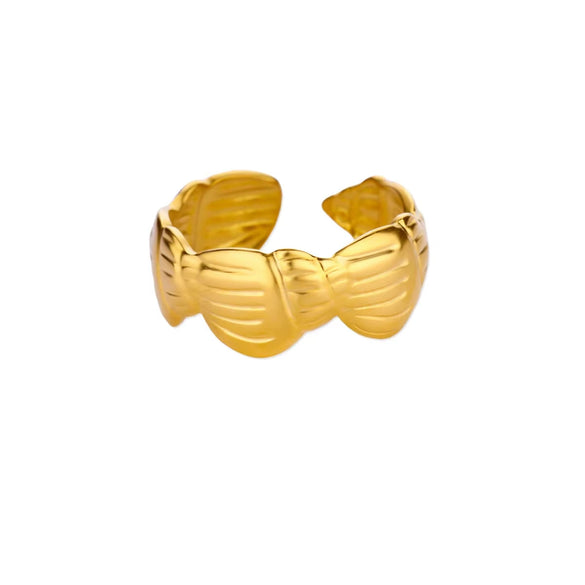 Stainless Steel Luxury Women's Ring With Colorful Enamel Sunflower And Drop Shape Electroplated