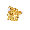 Stainless Steel Luxury Women's Ring With Colorful Enamel Sunflower And Drop Shape Electroplated