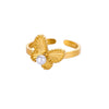 Stainless Steel Luxury Women's Ring With Colorful Enamel Sunflower And Drop Shape Electroplated
