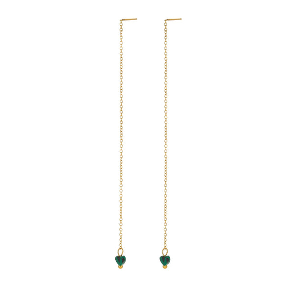 Stainless Steel Malachite Geometric Love Earrings Electroplated 18K Gold Women's Minimalist Fashion
