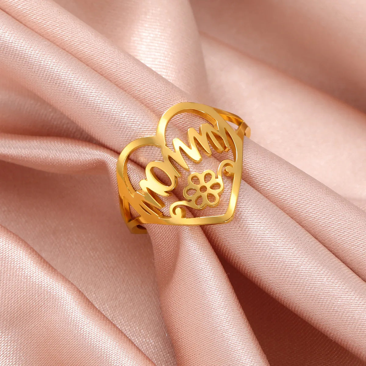 Stainless Steel MAMA Letter Heart Shape Plating Open Rings