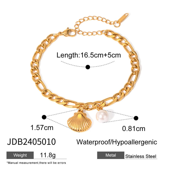 Stainless Steel Marine Animals Style Jewelry With Electroplating Starfish Shell Conch Bracelet Necklace