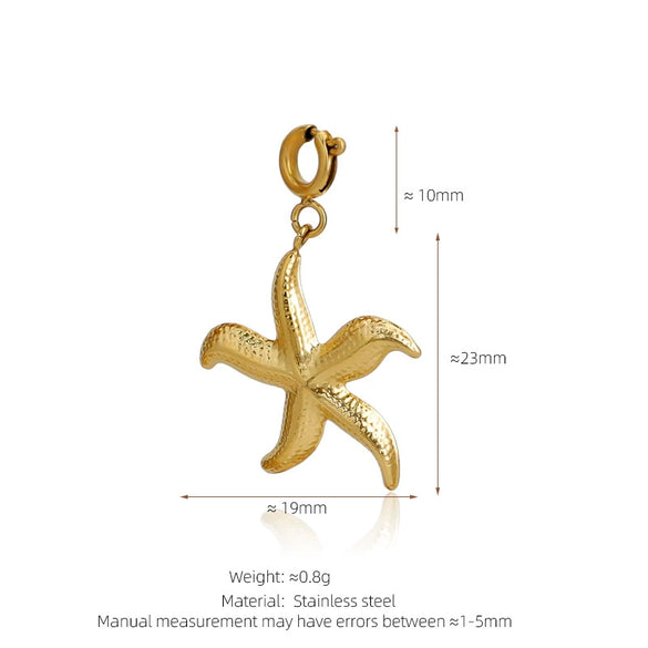 Stainless Steel Marine Life Starfish Shell Conch Love Cross Pendant Necklace Accessories With Electroplating Animal Zodiac Design