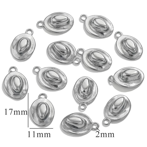 Stainless Steel Marine Organisms Western Cowboy Hat Pendant Handmade Electroplated Jewelry Necklace