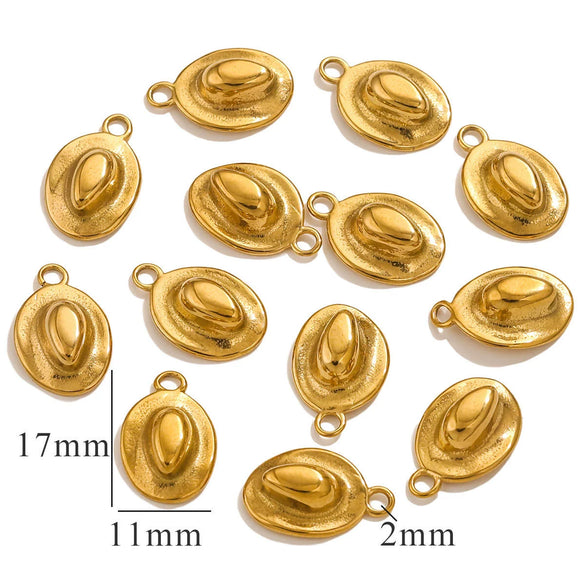 Stainless Steel Marine Organisms Western Cowboy Hat Pendant Handmade Electroplated Jewelry Necklace