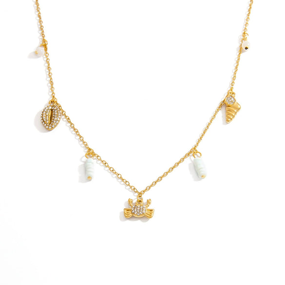Stainless Steel Marine Series Light Luxury Elegant Clavicle Chain Necklace With Animal Zodiac Ushaped Pendant And O Word Chain Electroplating