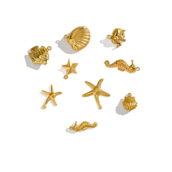 Stainless Steel Marine Series Shell Conch Sea Star Jewelry Accessories Pendant With Electroplating