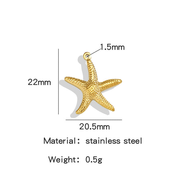 Stainless Steel Marine Series Shell Conch Sea Star Jewelry Accessories Pendant With Electroplating