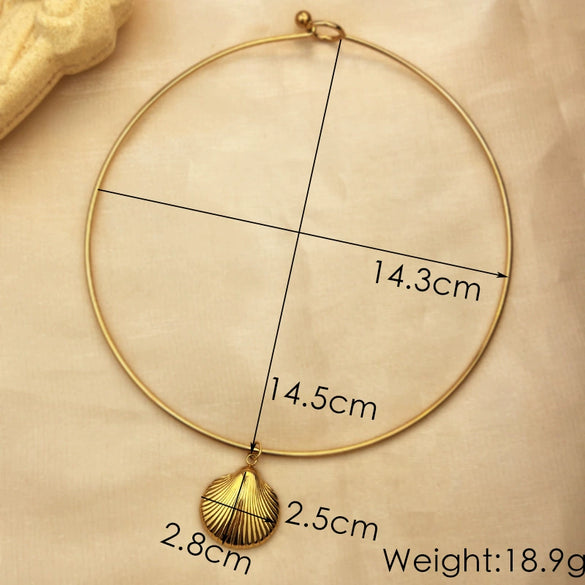 Stainless Steel Marine Shell Pendant Conch Necklace Jewelry For Women Fashion Style Gold Plated
