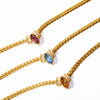 Stainless Steel Marquise Zircon Geometric Mixed Gem Inlay Necklace