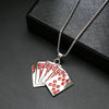 Stainless Steel Men's Hip Hop Playing Card Flush Pendant With Alloy Pendant And Woolen Chain Electroplated Trendy Necklace Jewelry