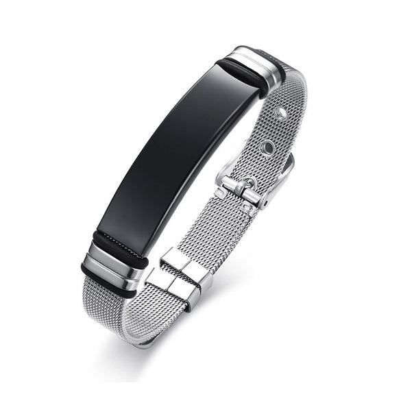 Stainless Steel Mesh Curved Laser Engraved Electroplated Fashion Bracelet