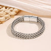 Stainless Steel Mesh Double Row Braided Bracelet With Magnet Buckle And Electroplating