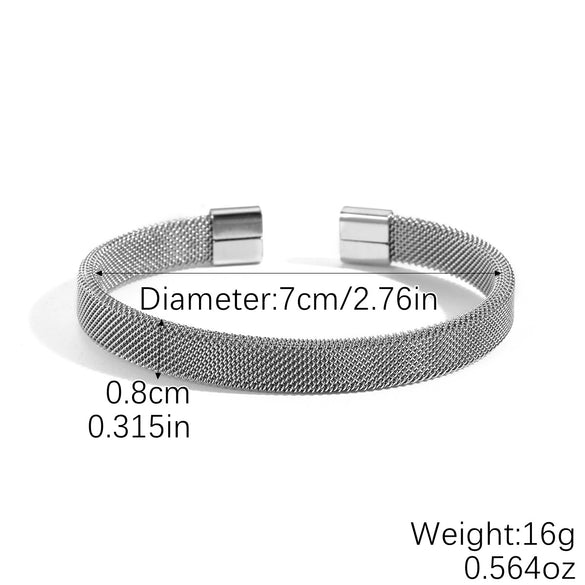 Stainless Steel Mesh Double Row Braided Bracelet With Magnet Buckle And Electroplating
