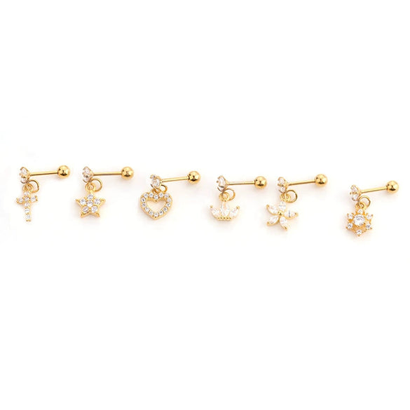 Stainless Steel Microinlaid Zircon Flower Earrings For Women