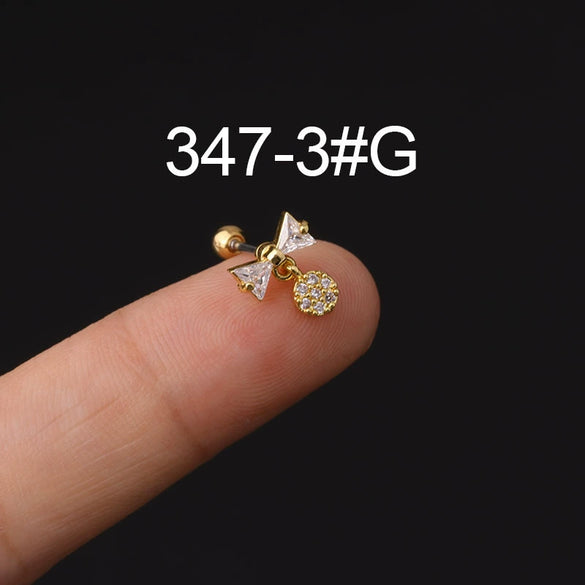Stainless Steel Microinlaid Zircon Screw Ball Ear Nail Electroplated Fashion Earrings