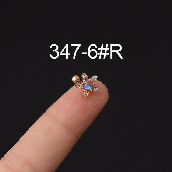 Stainless Steel Microinlaid Zircon Screw Ball Ear Nail Electroplated Fashion Earrings
