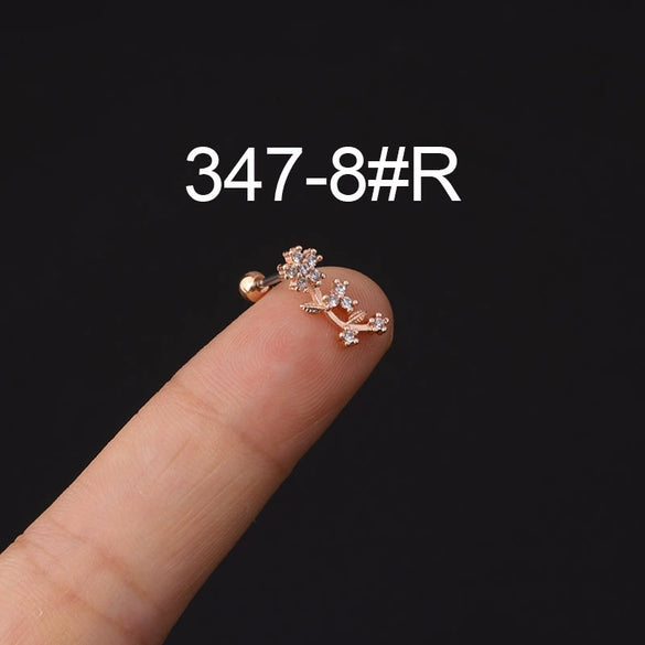 Stainless Steel Microinlaid Zircon Screw Ball Ear Nail Electroplated Fashion Earrings