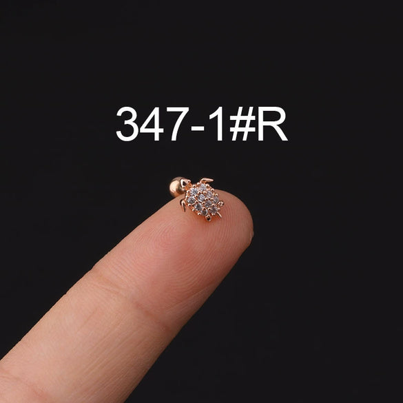 Stainless Steel Microinlaid Zircon Screw Ball Ear Nail Electroplated Fashion Earrings