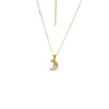 Stainless Steel Micropaved Zircon Moon Pendant Necklace Electroplating Highend Minimalist Women's O Word Chain