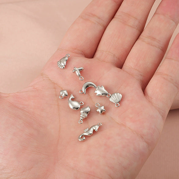 Stainless Steel Mini Electric Throw Pendant Marine Series Shell Whale Cartoon Animal Diy Jewelry Accessories